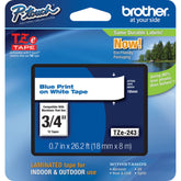 Brother TZe243 Laminated Tape for P-Touch Labelers (Blue on White, 0.7" x 26.2')